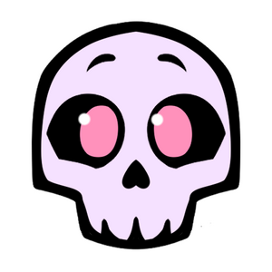 A cute, cartoon skull.
